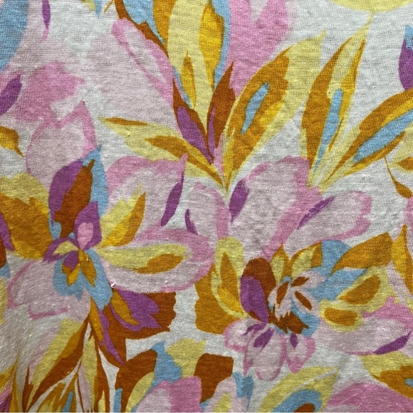 Joie 100% Linen Bohemian Floral Cap Sleeve Boxy Crop Tee - Picture 5 of 8